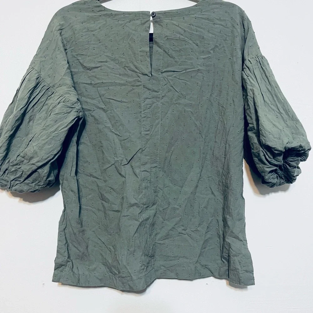 LOFT Sage Green Puff Sleeve Blouse